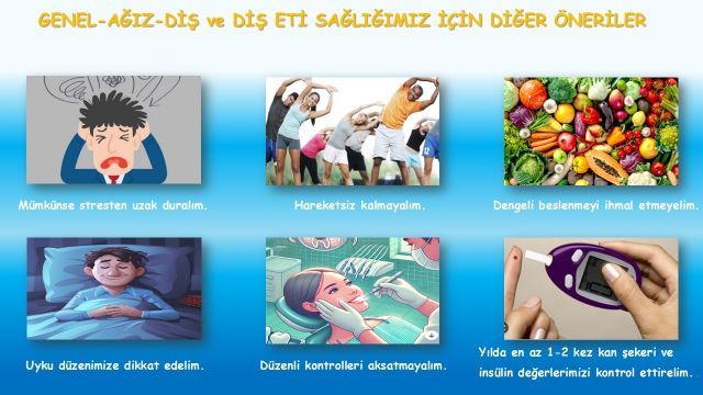 ağız diş ve diş eti sağlığımız için önerileri içeren detaylı bir görsel