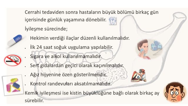 Çene kisti ameliyatı sonrası dikkat edilmesi gereken noktalar
