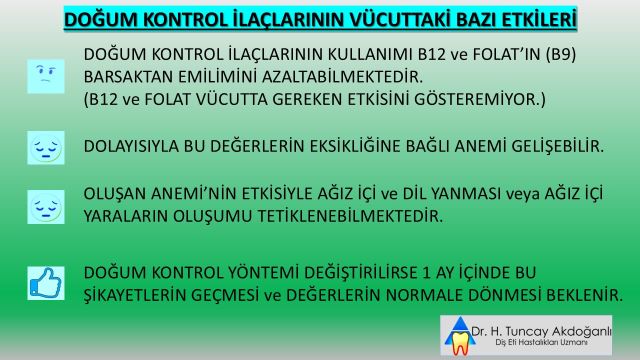 doğum kontrol ilaçlarının b vitamini düzeylerine etkileri