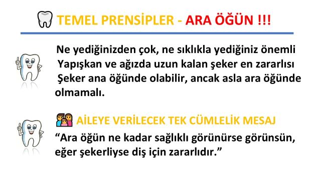 Çocuklarda diş çürüğünü önlemek için ara öğünlerde şeker tüketiminin sınırlandırılması